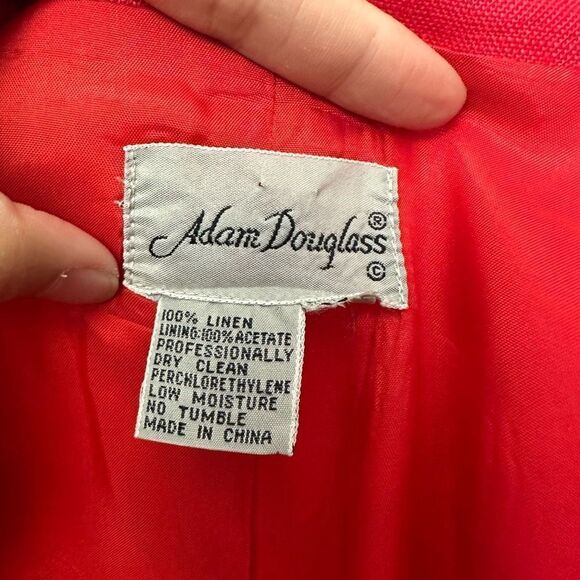 ADAM DOUGLASS Red Vintage Linen Blazer Patriotic My‎ Country Flag Embroidery XL - Picture 8 of 9
